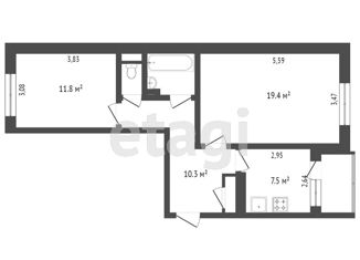 Продам двухкомнатную квартиру, 54.7 м2, Тверская область, Зелёный проезд, 43к15
