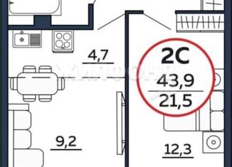 Продается квартира студия, 43.9 м2, Обь, Октябрьская улица, 5