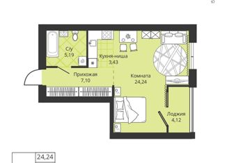 Продается квартира студия, 39.96 м2, коттеджный посёлок Горки Академпарка, улица Тесла, 24
