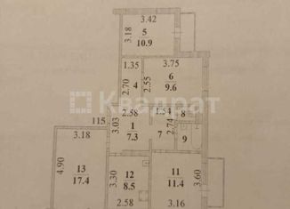 Продаю 4-комнатную квартиру, 78.2 м2, Липецк, улица Юных Натуралистов, 13, Советский район