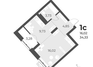 Продается квартира студия, 34.3 м2, Новосибирская область, улица Лобачевского, 53/2