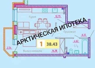 Продам 1-комнатную квартиру, 38.43 м2, Архангельская область, улица Гайдара, 57к2