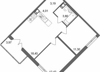 Продаю двухкомнатную квартиру, 54.4 м2, городской посёлок Фёдоровское, Счастливая улица, 4