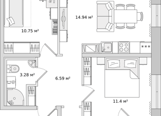 Продается 2-комнатная квартира, 56.2 м2, Мурино, улица Шоссе в Лаврики, 64к3, ЖК Северный