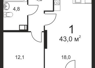 Однокомнатная квартира на продажу, 42.9 м2, Нижний Новгород, ЖК Дом на Маковского, улица Маковского, 25