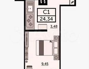 Квартира на продажу студия, 24.34 м2, Ростов-на-Дону, Красноармейская улица, 157Вс3, ЖК Рубин
