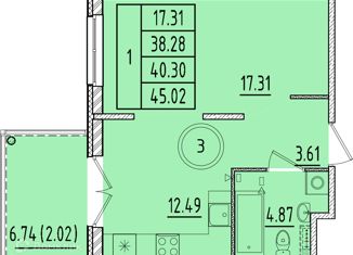 Продаю 1-ком. квартиру, 38.28 м2, посёлок Шушары, Образцовая улица, 6к3