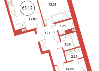 Продажа двухкомнатной квартиры, 63.12 м2, Санкт-Петербург, Плесецкая улица, 2, ЖК Ариосто
