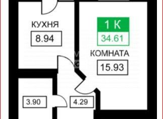 1-ком. квартира на продажу, 35 м2, Краснодар, улица Лётчика Позднякова, 2к4