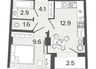 1-комнатная квартира на продажу, 31.1 м2, Санкт-Петербург, Комендантский проспект, 63, ЖК Ультра Сити