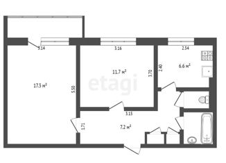 Продам 2-ком. квартиру, 52 м2, село Перово, улица Ленина, 1