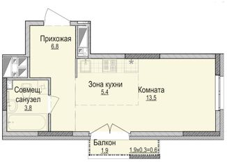 Продаю 1-комнатную квартиру, 30.1 м2, Удмуртия, Союзная улица, 163Ак1