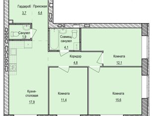 Продажа 3-ком. квартиры, 75.9 м2, село Завьялово, Гольянская улица, 1Б