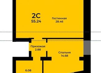 Продаю 2-комнатную квартиру, 55.2 м2, посёлок Солонцы, Новая улица