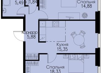 Продам двухкомнатную квартиру, 61.77 м2, Санкт-Петербург, улица Решетникова, 22И, метро Электросила