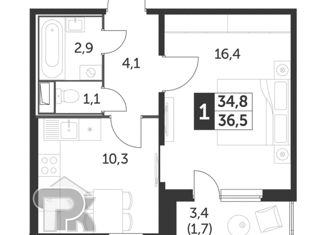 Продаю 1-ком. квартиру, 36.7 м2, Люберцы, ЖК 1-й Лермонтовский, Рождественская улица, 4