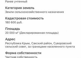 Продажа земельного участка, 200 сот., Суворовское сельское поселение