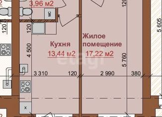 1-комнатная квартира на продажу, 52.56 м2, Калуга, Заречная улица, 113, Ленинский округ