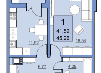 Продажа 1-комнатной квартиры, 41.52 м2, Саратов, улица имени Академика Н.Н. Семёнова, 21