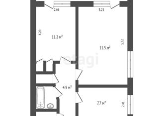 Продаю 2-комнатную квартиру, 46.9 м2, посёлок городского типа Аграрное, Спортивная улица, 7