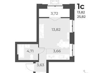 Продаю квартиру студию, 25.8 м2, Новосибирск, улица Лобачевского, 53/2