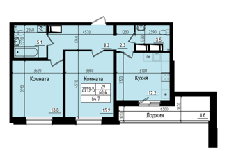 Продается 2-комнатная квартира, 64.7 м2, посёлок Парголово, Ольгинская дорога, 3/20