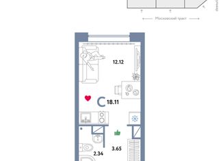 Продам квартиру студию, 18 м2, Тюмень, ЖК Колумб, улица Первооткрывателей, 14