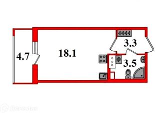 Продам квартиру студию, 24.8 м2, Санкт-Петербург, Манчестерская улица, 3к2, Манчестерская улица
