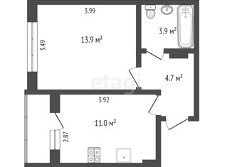 Продается 1-ком. квартира, 34 м2, Омск, улица Ядринцева, 26, Центральный округ