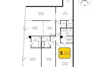 Продается многокомнатная квартира, 224 м2, Воронеж, Кольцовская улица, 35, Ленинский район