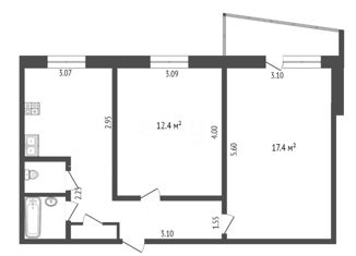 Продам 2-ком. квартиру, 51.3 м2, Тюмень, Ялуторовская улица, 12