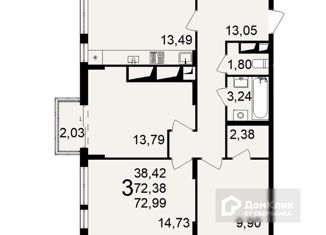 Продается трехкомнатная квартира, 72 м2, Рязань, Полевая улица, 83, Центральный район