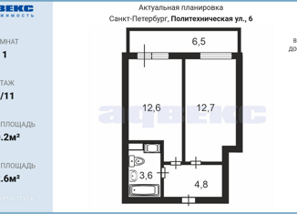 1-ком. квартира на продажу, 40.2 м2, Санкт-Петербург, Политехническая улица, 6, Политехническая улица