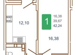 Продается однокомнатная квартира, 43.3 м2, Краснодар, Прикубанский округ, улица Кирилла Россинского, 3/1