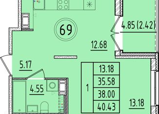 Продажа однокомнатной квартиры, 35.58 м2, посёлок Шушары, Образцовая улица, 6к2, ЖК Образцовый Квартал 8