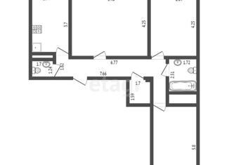 Продается 3-ком. квартира, 84 м2, Тюмень, улица Пермякова, 83к2, Восточный округ