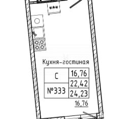 Квартира на продажу студия, 24.23 м2, Мурино, Екатерининская улица, 16/5, ЖК Графика