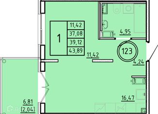 Продаю 1-ком. квартиру, 37.08 м2, Санкт-Петербург, Образцовая улица, 6к1