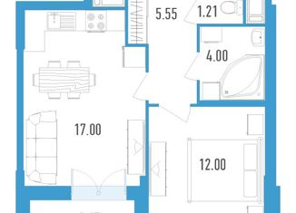 Продаю 1-ком. квартиру, 42.1 м2, Санкт-Петербург, бульвар Головнина, 3к1, бульвар Головнина