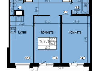 Продам 2-ком. квартиру, 56.2 м2, Санкт-Петербург, Ольгинская дорога, 3/20