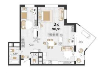 Продается 3-ком. квартира, 90.9 м2, Краснодар, ЖК Элегант, Сормовская улица, 1/3лит1