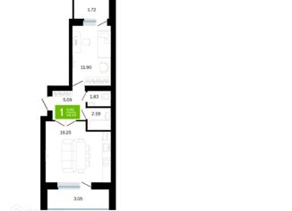 Двухкомнатная квартира на продажу, 50.21 м2, Уфа, улица Генерала Ишбулатова, ЖК Белые росы