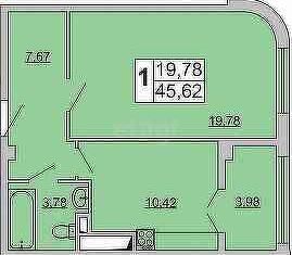 Продается 1-комнатная квартира, 45.6 м2, Белгород, Кирпичная улица, 65А, ЖК Малахит