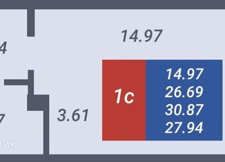 Продается квартира студия, 31 м2, Новосибирск, улица Даргомыжского, с8В, улица Даргомыжского