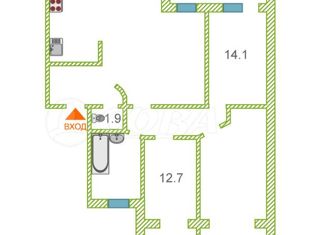 3-комнатная квартира на продажу, 117.8 м2, Тюмень, Выборгская улица, 58, ЖК Уютный квартал