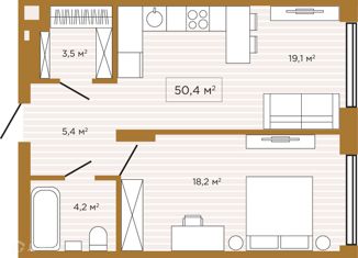 Квартира на продажу студия, 50.4 м2, Новосибирск, улица Чаплыгина, 54, улица Чаплыгина