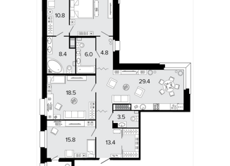 Продам трехкомнатную квартиру, 131.5 м2, Санкт-Петербург, Барочная улица, 4, Барочная улица