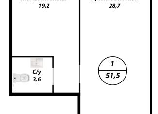 Продам 1-комнатную квартиру, 51.5 м2, Екатеринбург, улица Ткачей, 19/2, ЖК Клевер Парк