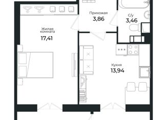 Однокомнатная квартира на продажу, 38.4 м2, Ленинградская область