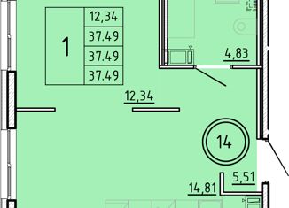 Продам однокомнатную квартиру, 37.49 м2, посёлок Шушары, Образцовая улица, 6к3